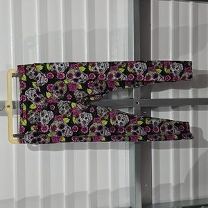 No Boundaries Halloween Ankle Sueded Leggings Juniors XL High Rise‎ Skulls